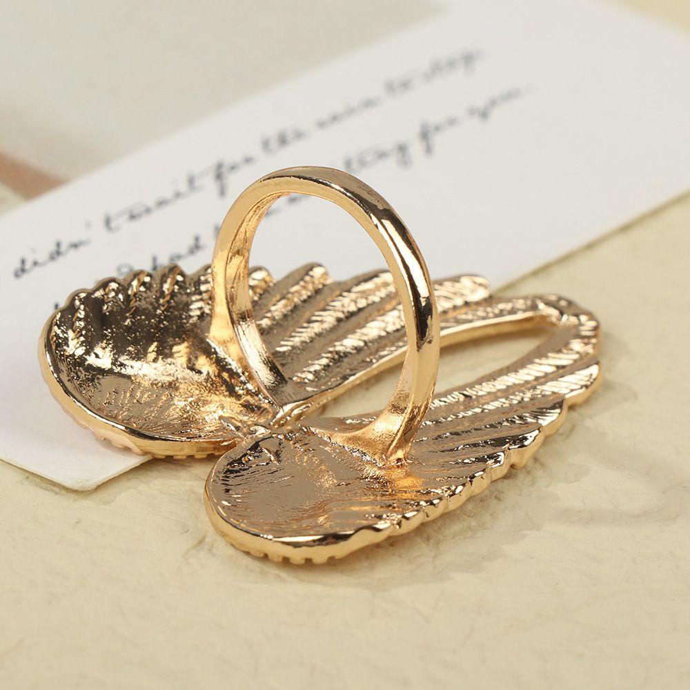 Lily Angel Wings Cincin Pesta Pernikahan Aksesoris Fashion Single Wanita Pria Hip Hop Besar Bentuk Hati Wings