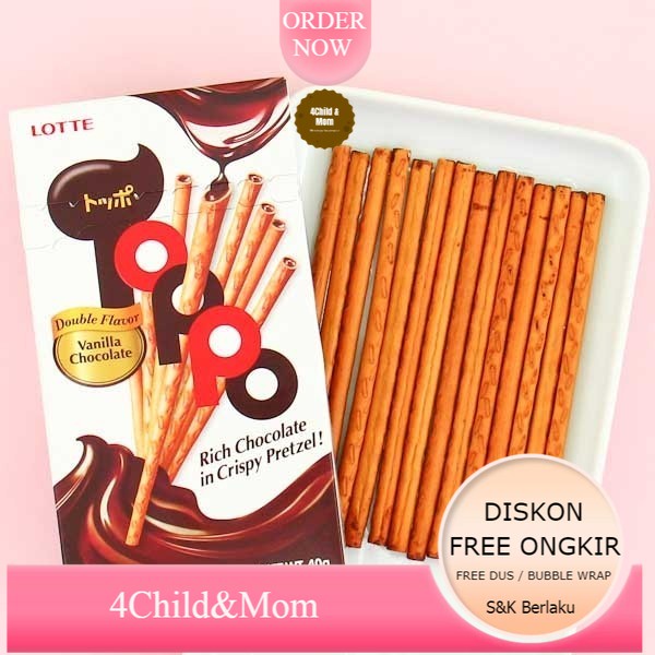 

Toppo Lotte Biskuit Stick Coklat Snack Cemilan Makanan Ringan 200gr