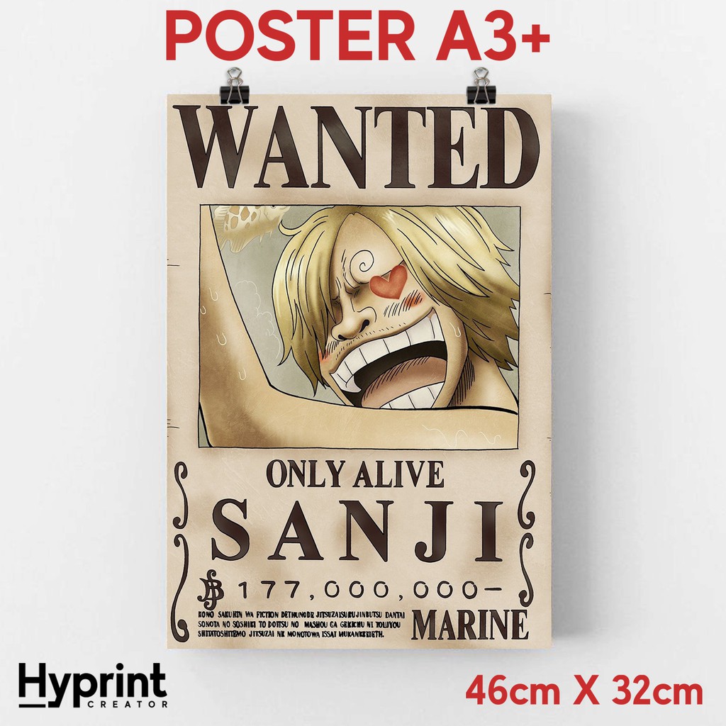 Poster Anime One Piece Sanji Bounty A3 Shopee Indonesia