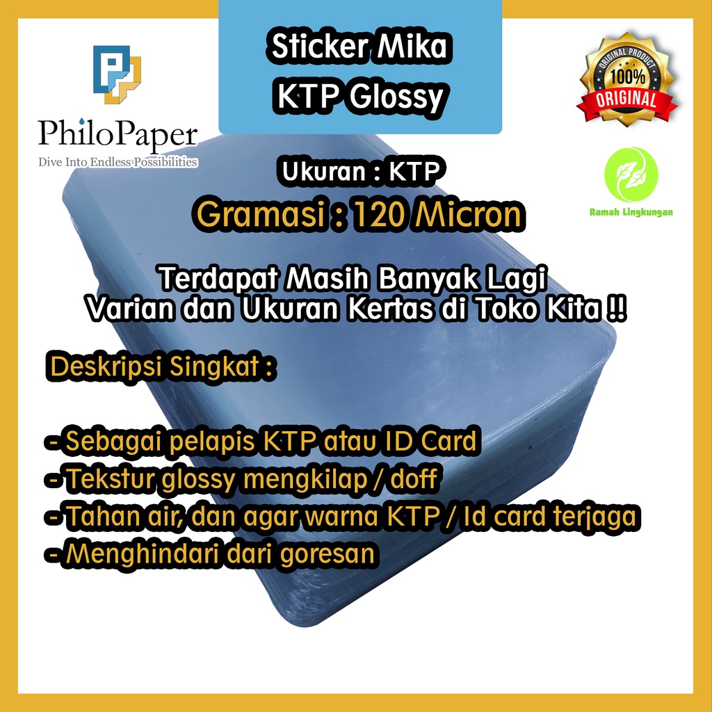 

Sticker Mika Bening KTP Glossy 150 Micron