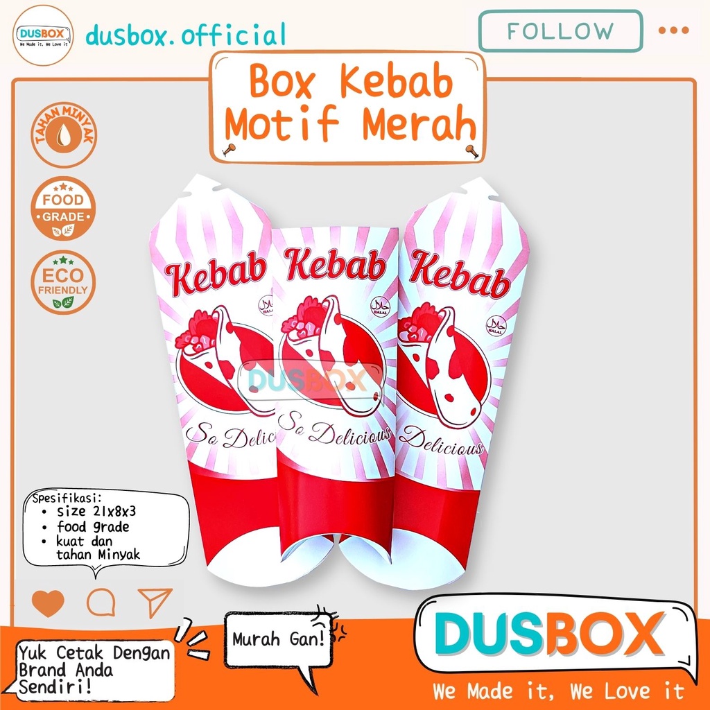 Box Kemasan Kebab Motif / Dus Kebab / Kemasan Kebab / Box Kebab Durian / Dus Kebab Pisang / Kemasan 