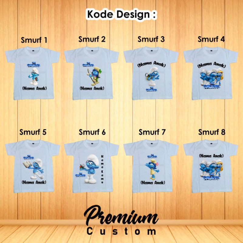 [ FREE NAMA ] Baju Kaos ANAK DAN DEWASA Smurf