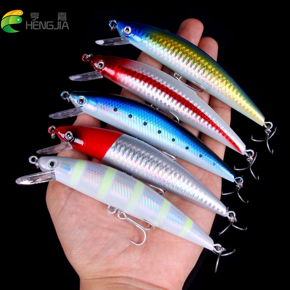 HENGJIA 1PCS Sinking Minnow Fishing Lure 12cm/39g Umpan Laser Hard Bait Luminous Bionik Pancing Ikan Bait