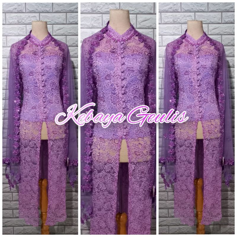 atasan kebaya pesta kebaya ibu hajat kebaya mewah kebaya brukat full payet wana lilac