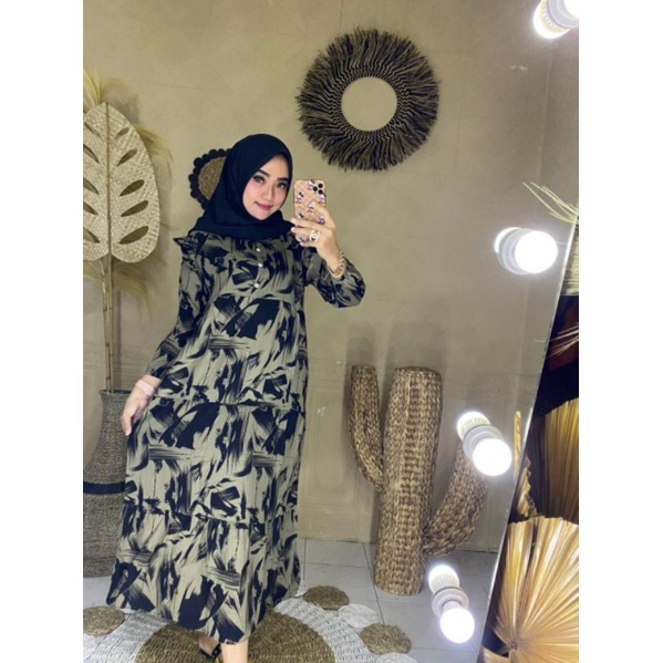 Gamis Rayon Viscose Payung Busui Panjang LD 105cm - 116cm

