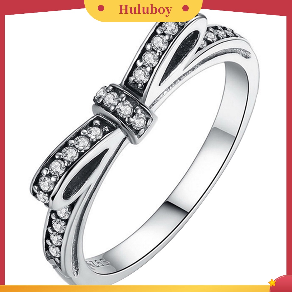 Hu Hu Hu Hu Hu Alat Bantu Pasang Kacamata♡ Cincin Wanita Desain Pita Hias Berlian Imitasi Berkilau Untuk Pestahadiah