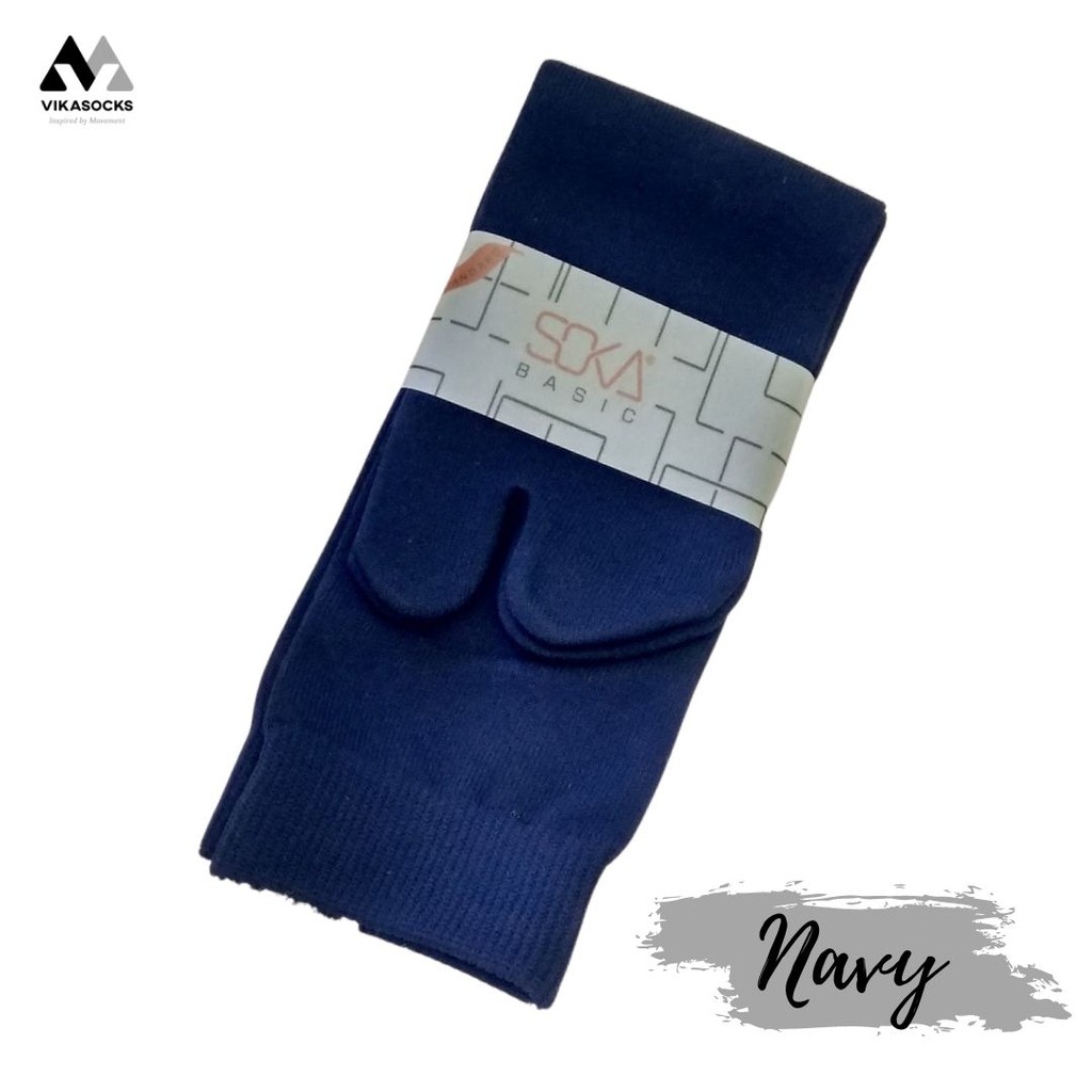 Kaos Kaki Soka Jempol Basic Wanita Hijab Muslimah Size M Pendek Warna Polos-M-Navy|BiruTua