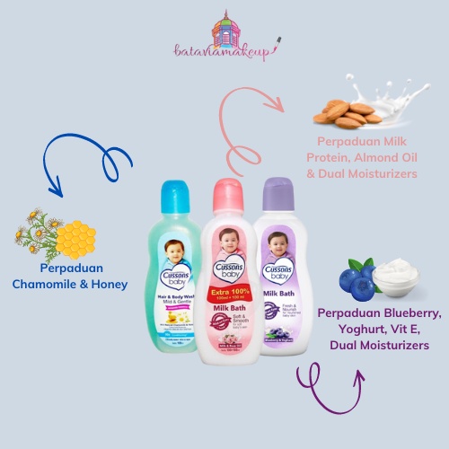 Cussons Baby Milk Bath / Hair&amp;Body Wash /Sabun Madi Cair Bayi/Cusson Sabun Susu Cair 100ml + 100ml Isi Hemat