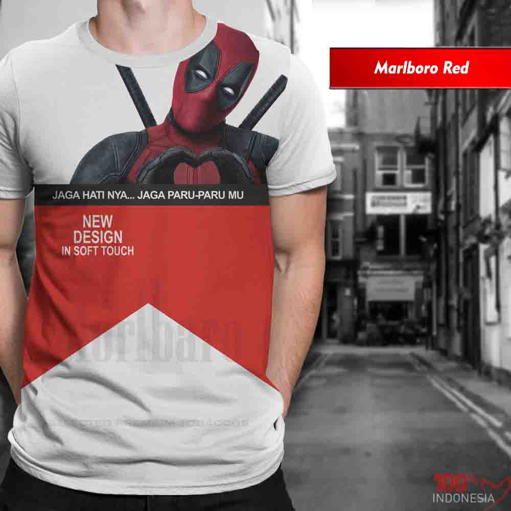 Kaos Print 3D Unik Limited Marlboro Red  Distro Kaos Print