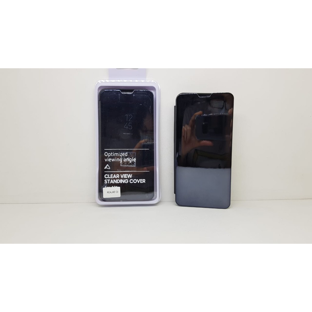 Flip Mirror Realme C3 6.5 inchi Clear View Standing Cover Realme C3 AUTOLOCK