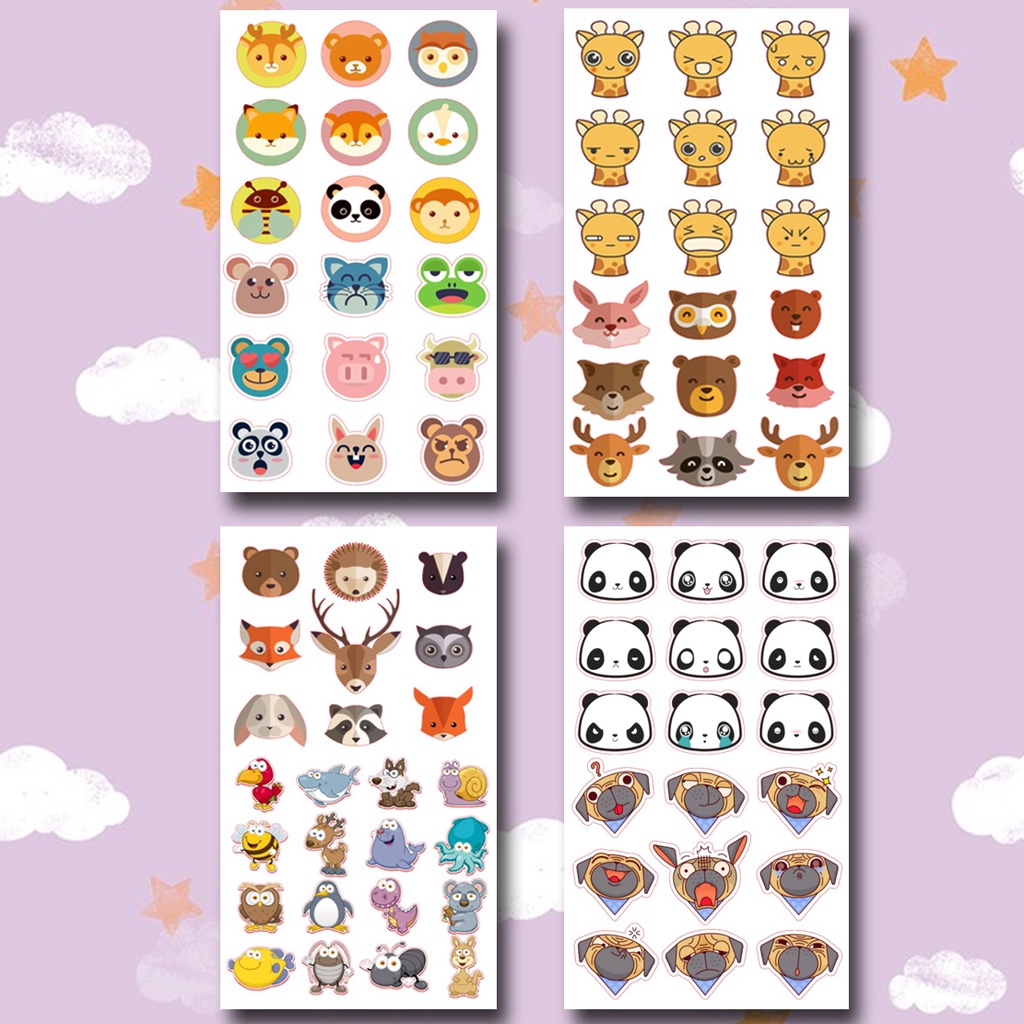 

Stiker Kepala Hewan Lucu isi 18/28 pcs sedang