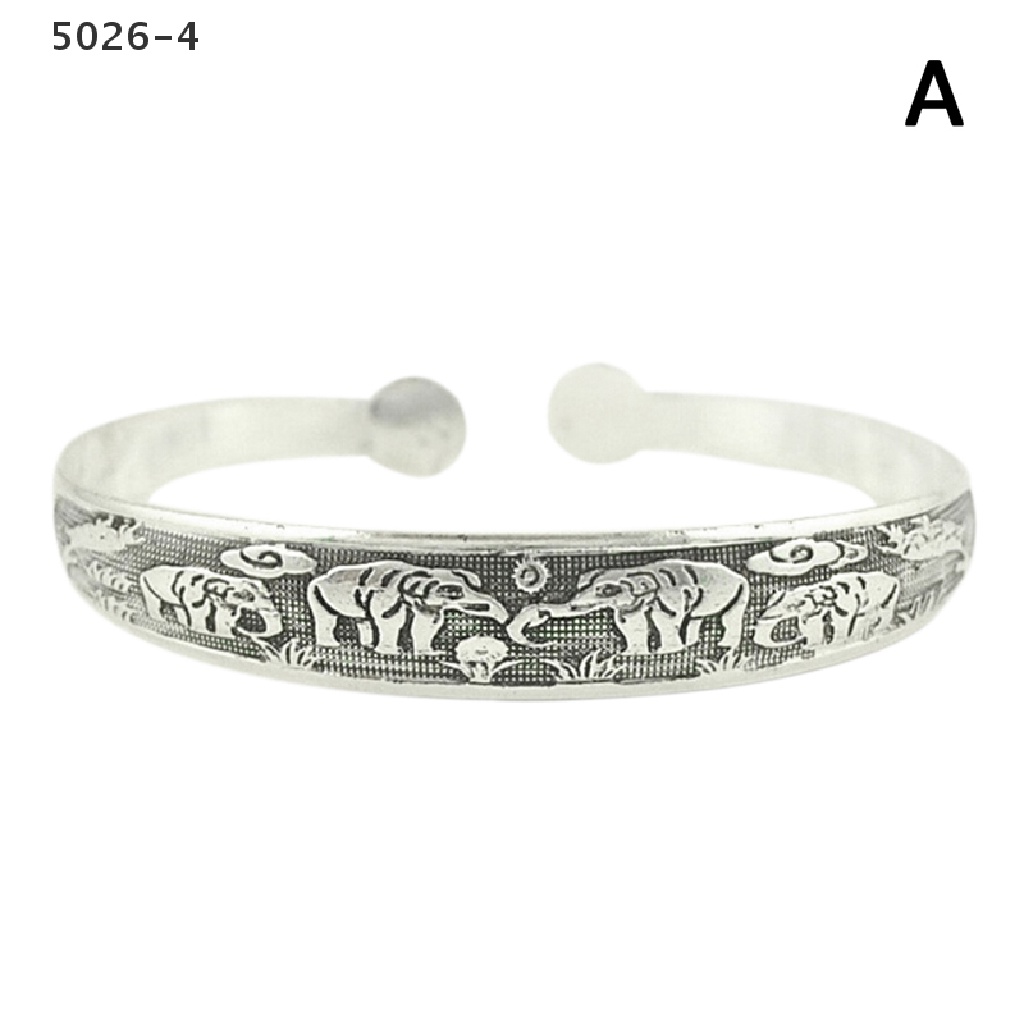 5026-4 Retro Opening  Bracelet Jewelry Vintage Tibetan Silver Totem Carved Bangle Cuff 5026-4