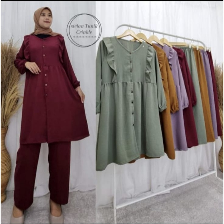 One set wanita / One set crincle / One set wanita jumbo / one set tunik/ oneset tunik crinkle / one set tunik premium / one set tunik jumbo / one set long tunik / one set tunik premium