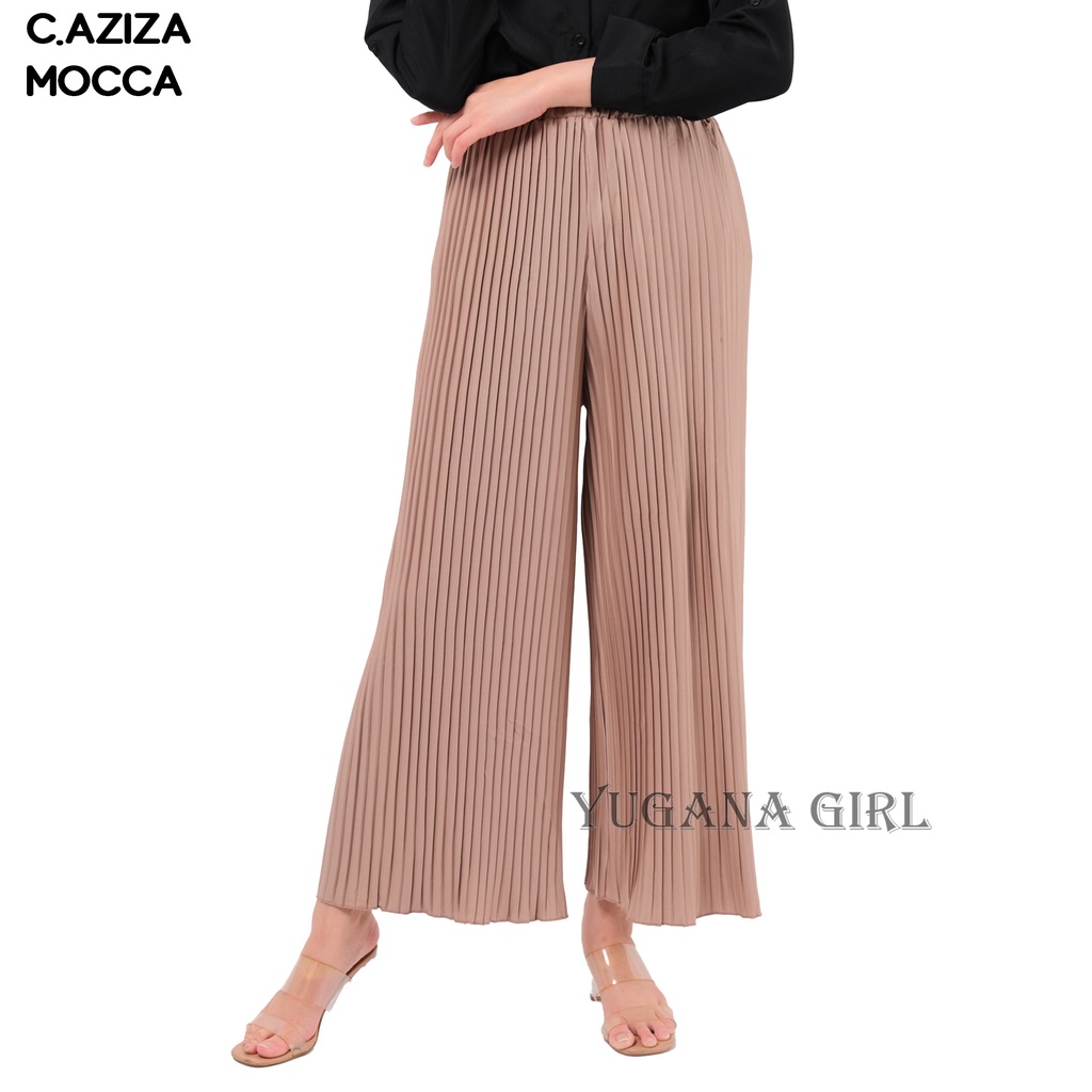 YUGANA - C.AZIZA Celana Kulot Jumbo Wanita Cewek Panjang Polos Kerja Mocca Navy Hitam Mustard
