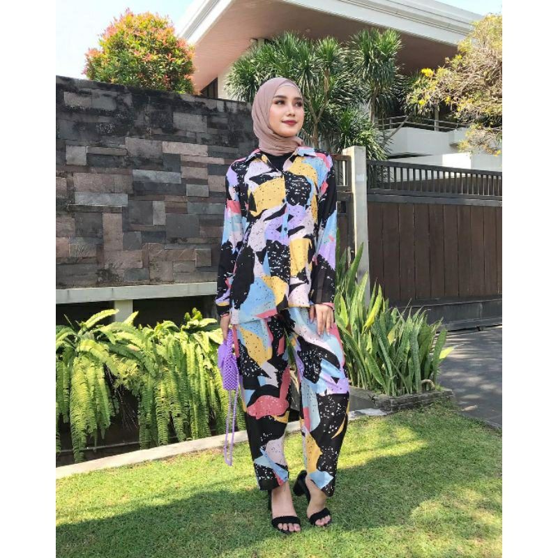 set piyama tie dye / set piyama rayon