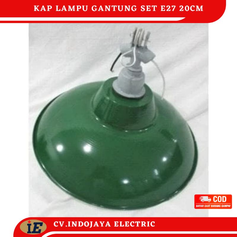 Kap Lampu Gantung WD Satu Set E27 Hijau Diameter 20 cm