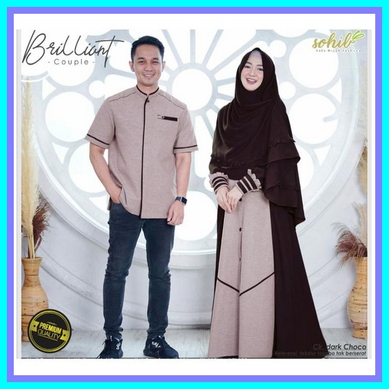 Set Couple Gamis  M L Xl Dress Gamis Brokat Baju Cuple Pasangan Gaun Pesta Lamaran Tunangan Seseraha