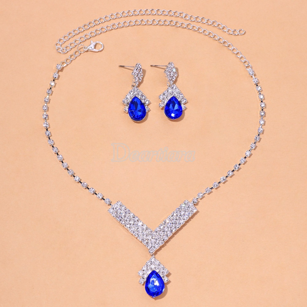 Set Kalung Anting Tusuk Gantung Desain Tetesan Air Simple Untuk Pengantin Wanita