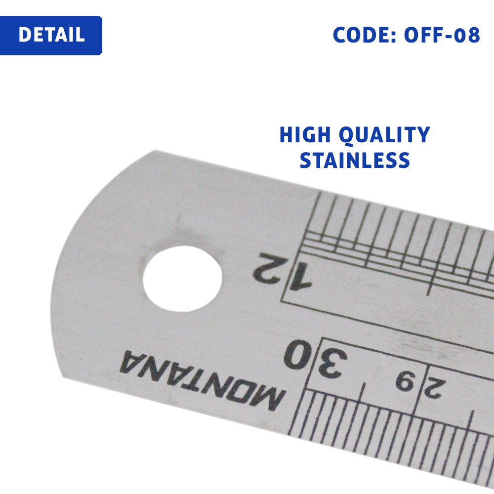 PENGGARIS BESI 30 CM PERALATAN KANTOR Steel Ruler - Mistar Stainless - OFF-08