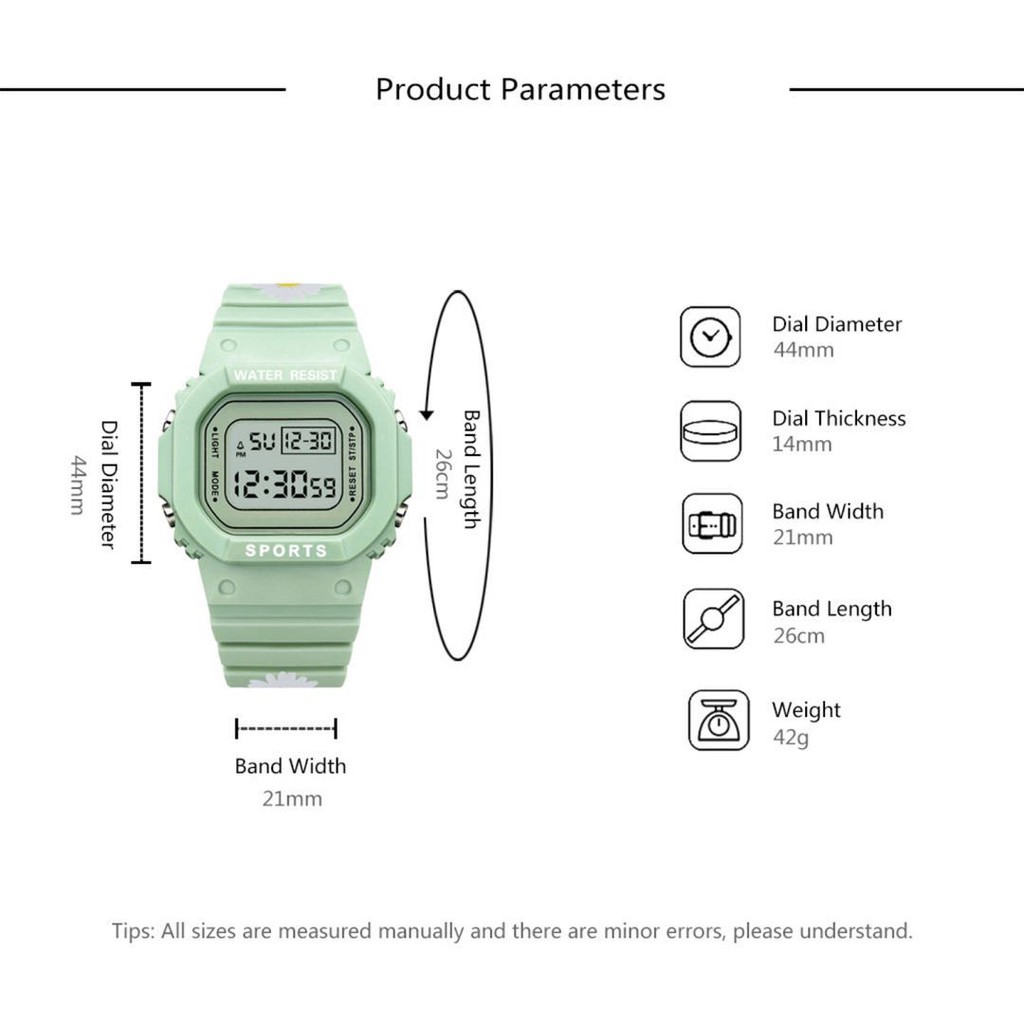Jam Tangan Elektronik Motif Bunga Daisy Kecil Anti Air Untuk Wanita / Jam Tangan Motif Bunga