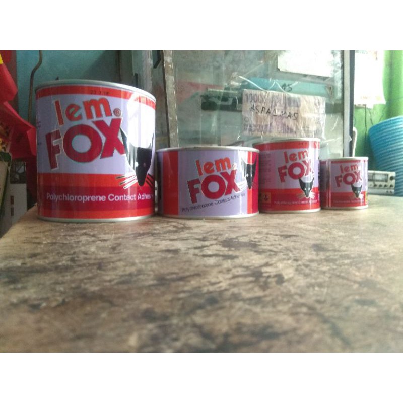 

Lem fox berbagai ukuran 70gr , 185gr, 300gr, 600gr