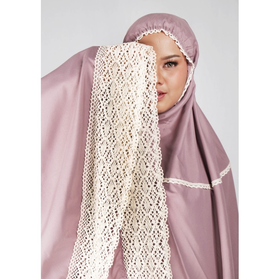 Mukena Renda Rajut Besar Lebar Haida Dewasa Jumbo Katun Polos