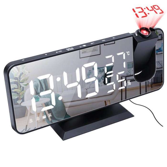 Jam Alarm Digital Proyektor Temperature Humidity FM Radio - EN8827