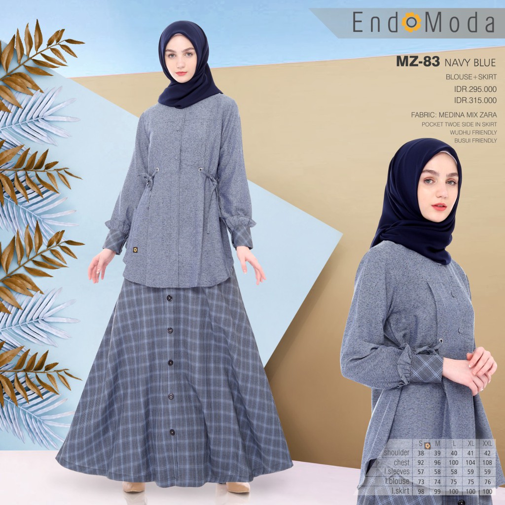 SETELAN BAJU MUSLIMAH ENDOMODA MZ 83 NAVY