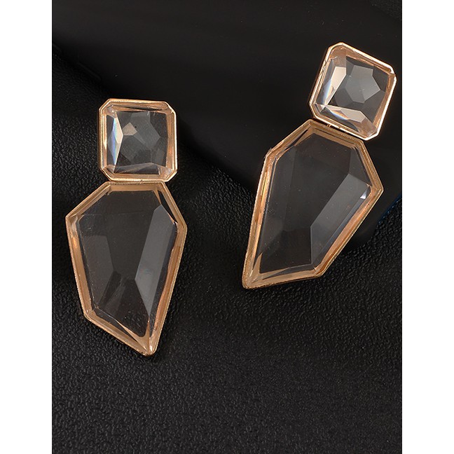 LRC Anting Tusuk Fashion Gold Geometric Irregular Resin Earrings D27998