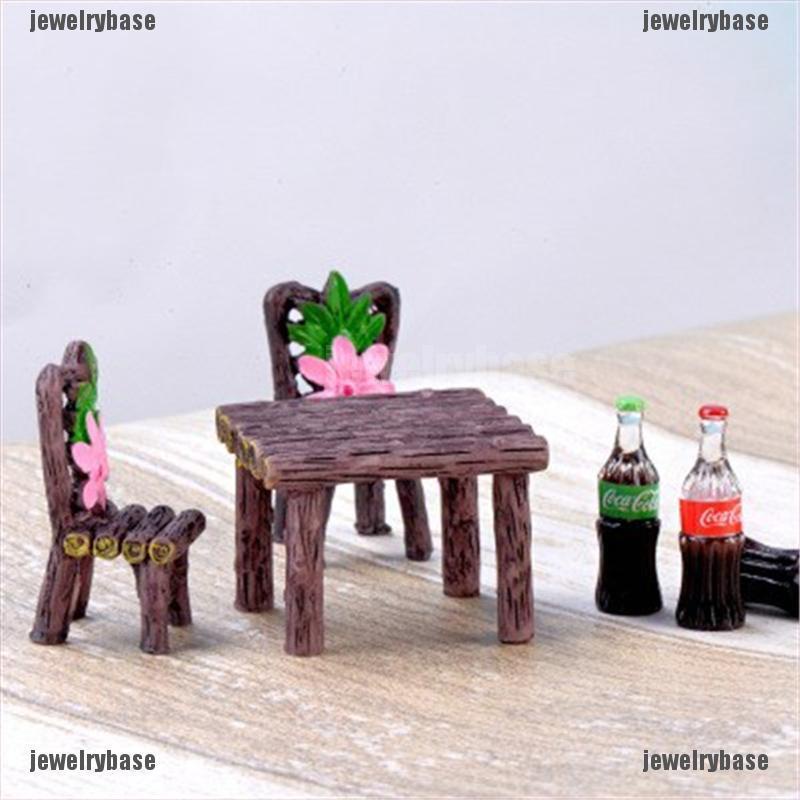 [Base] Mini Home Furniture Table And Chair Garden Miniatures Figurines Doll House Decor