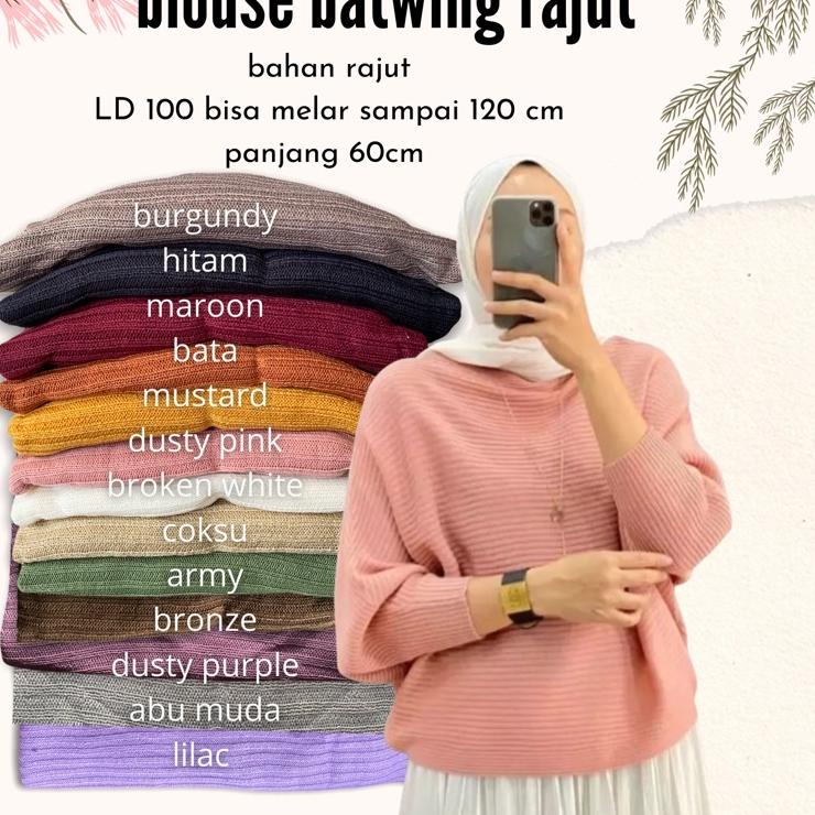 Terbagus.. BLOUSE BAJU RAJUT BATWING / ATASAN WANITA MODEL KELELAWAR / OUTER / BLOUSE BATWING RAJUT
