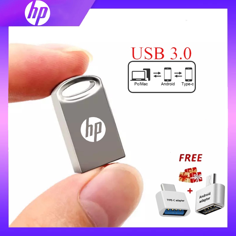 Hp Flashdisk Usb 3.0 64MB Anti Air Bahan Metal Warna Silver Untuk Sekolah / Kerja
