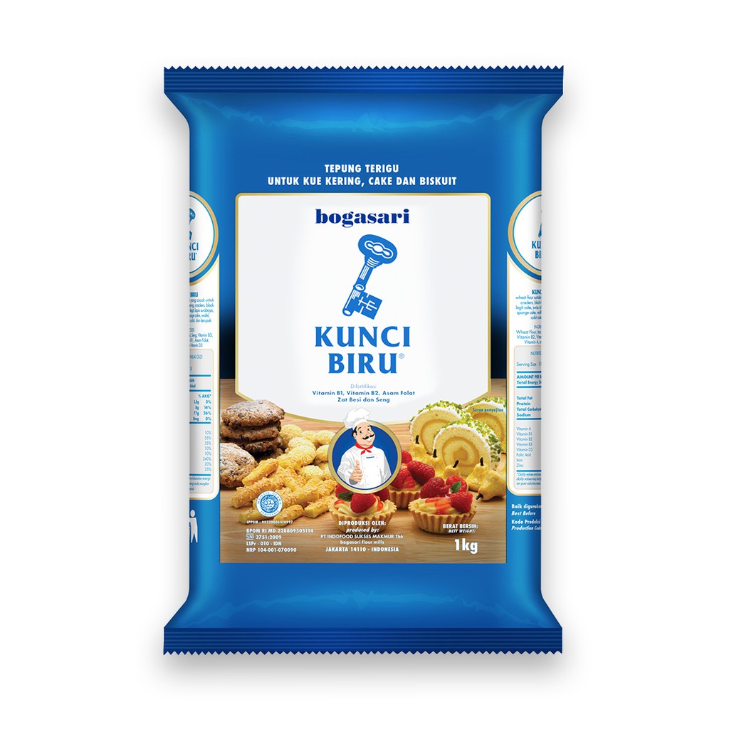 

Tepung Bogasari Kunci Biru Premium 1 Kg x 1 Pcs protein rendah Miroku