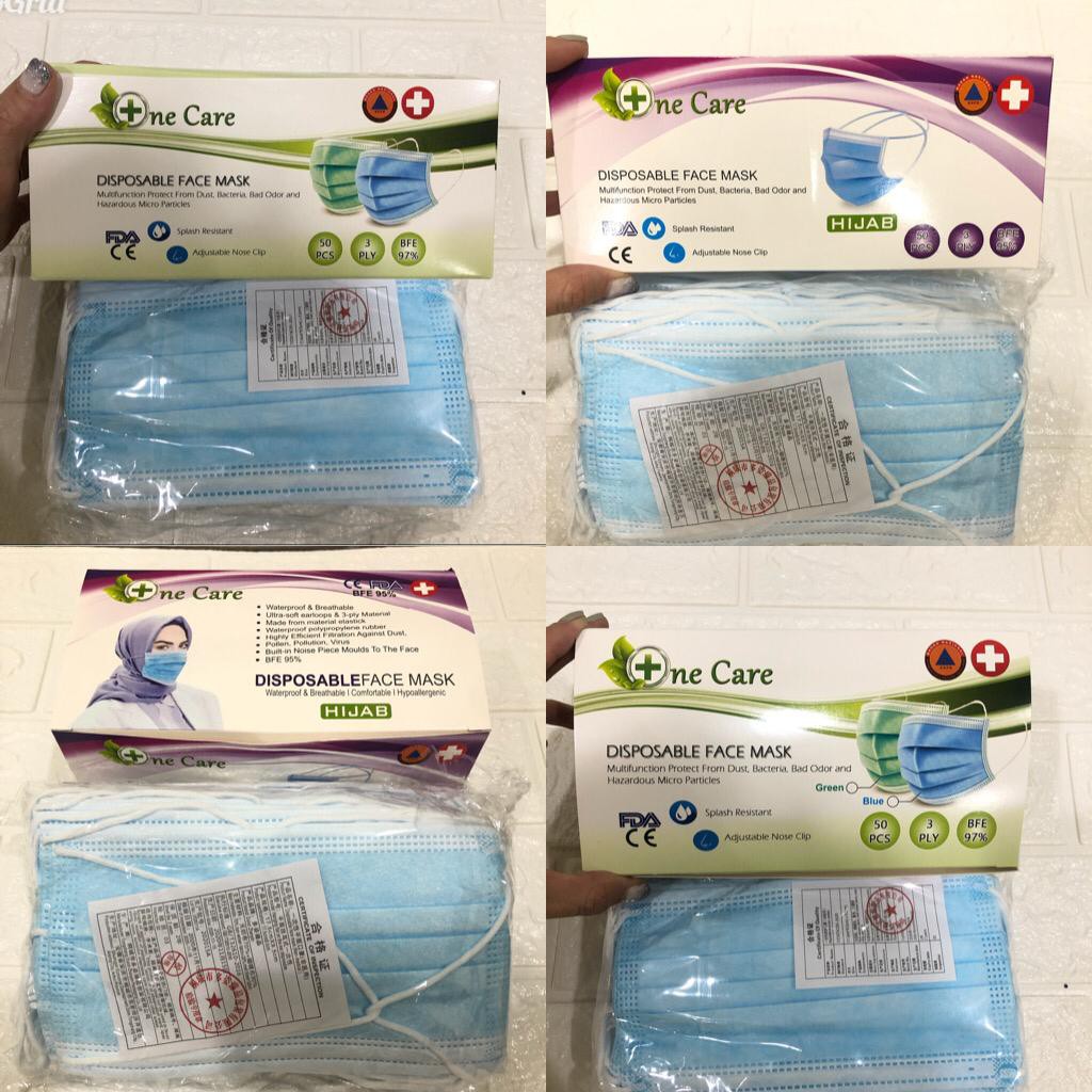 MASKER ONE CARE hijab / non hijab (1 KARTON)