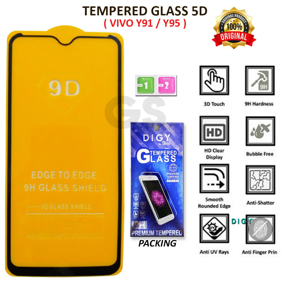 Tempered Glass 5D 10D FULL RAKKI FOR VIVO Y19 Y30 Y50 Y70S Y91 Y95 Y91C Y93 V19 V17 Z3i