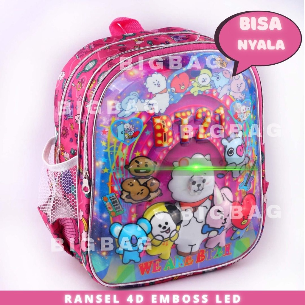 Tas Ransel Anak Perempuan Karakter UNICORN TAS UNICORN BISA NYALA - Tas Ransel 4D EMBOSS LED - TWINNIE