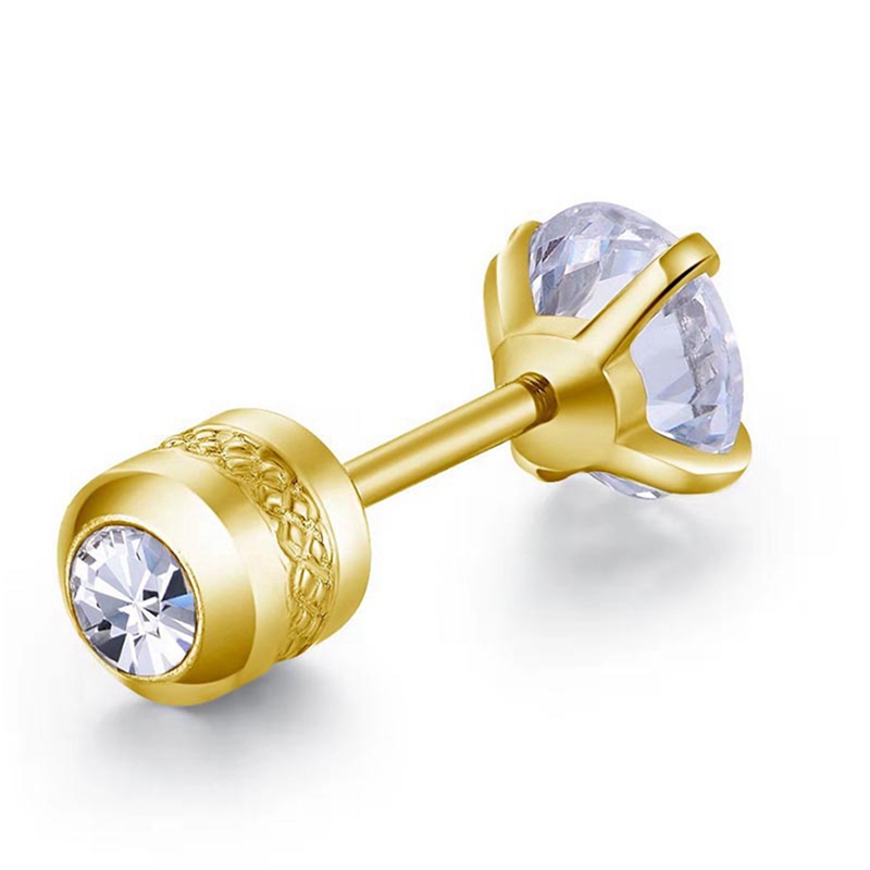 Anting Tusuk Titanium Steel Hias Berlian Imitasi untuk Unisex