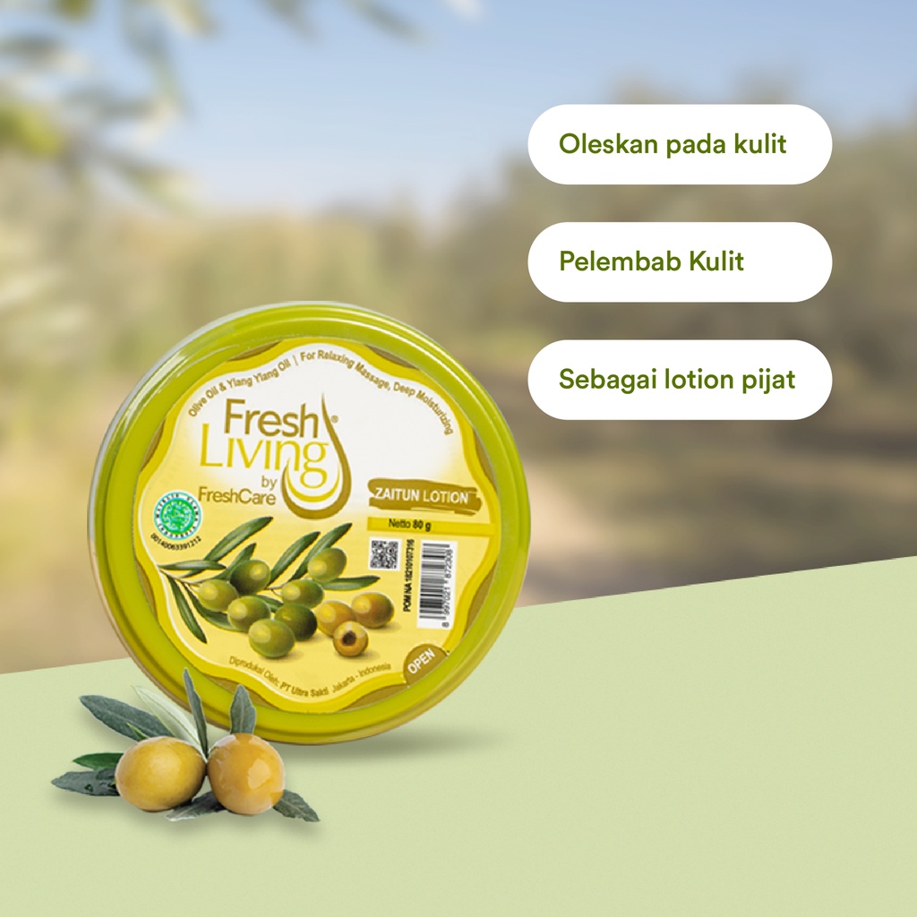 FreshLiving Zaitun Lotion 80gr - Melindungi &amp; Melembabkan Kulit Kering