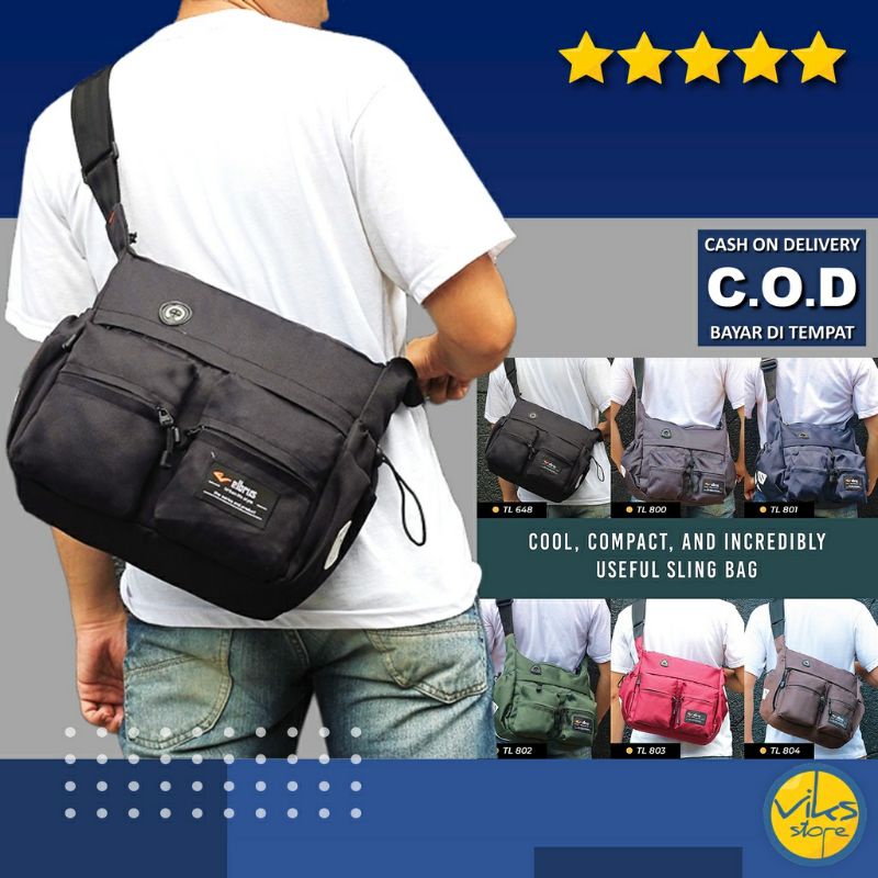 Tas Selempang Pria Cowok Elbrus Original Slingbag Tas kerja Kuliah Sekolah Besar Simpel