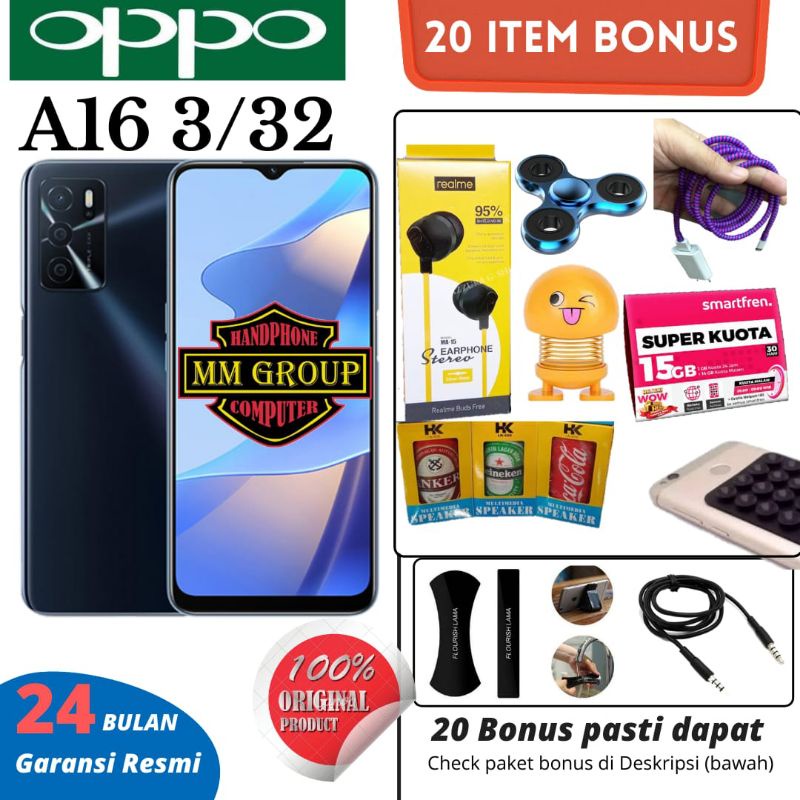 HP OPPO A16 RAM 3/32GB GARANSI RESMI OPPO INDONESIA