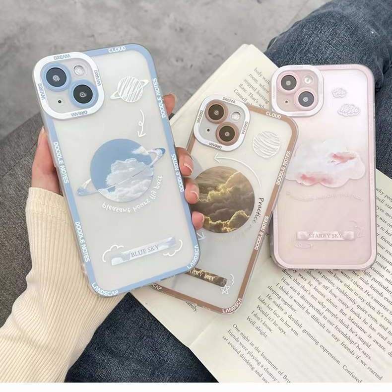 Case Pelindung Bahan Silikon Motif Planet Biru Untuk IPhone 13 / 12 Pro Max / 11 / XS / XR / X / 8 / 7 / 6S / Plus