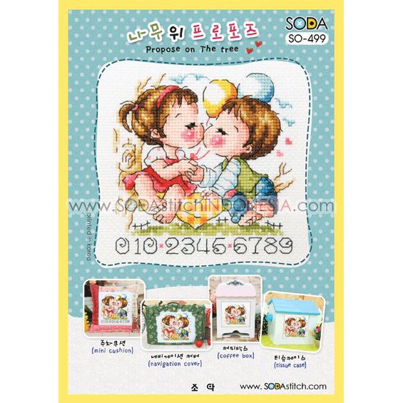 Paket DIY Craft Sulam Kristik Strimin Cross Stitch Sodastitch SO-499 Propose On Tree Korea Couple