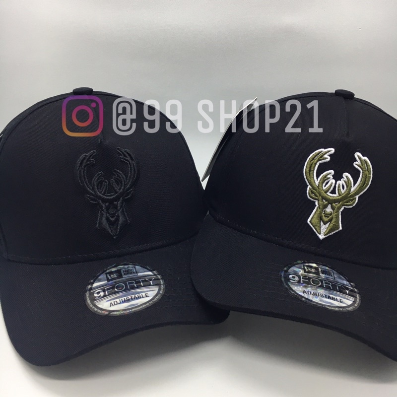 NBA Cap Topi Baseball Milwaukee Bucks NBA Hitam Unisex