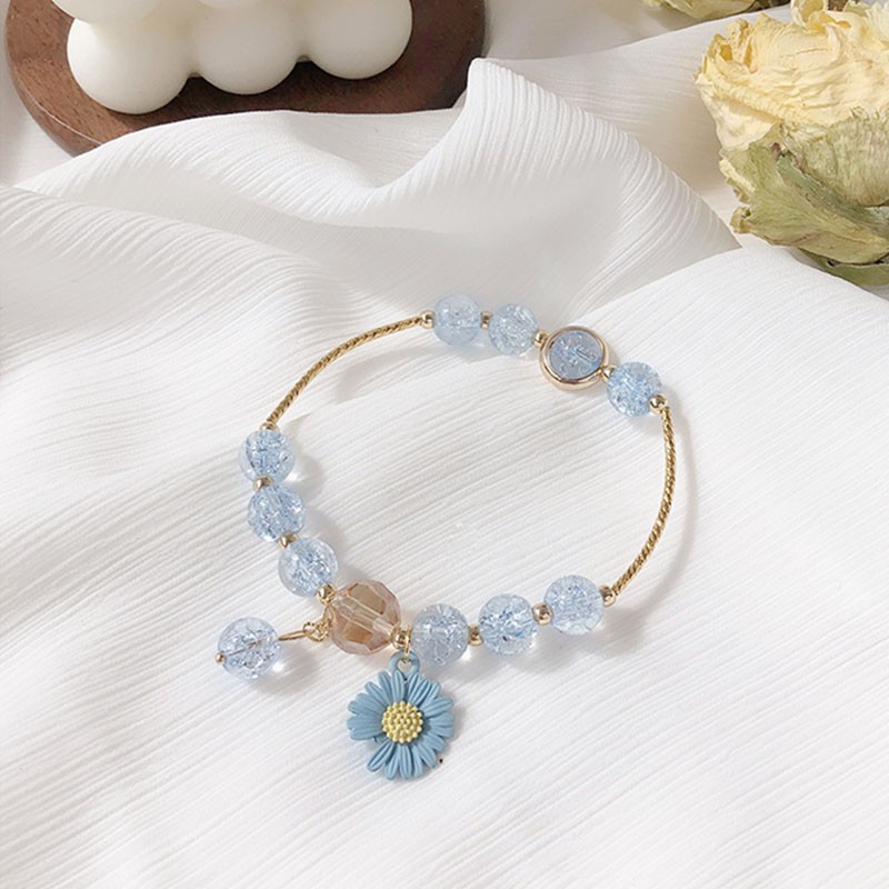 Gelang Manik-Manik Warna-Warni Aksen Bunga Daisy Untuk Anak Perempuan