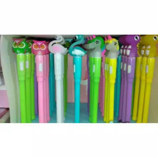 

Pulpen gel model unicorn lampu isi 12 pc