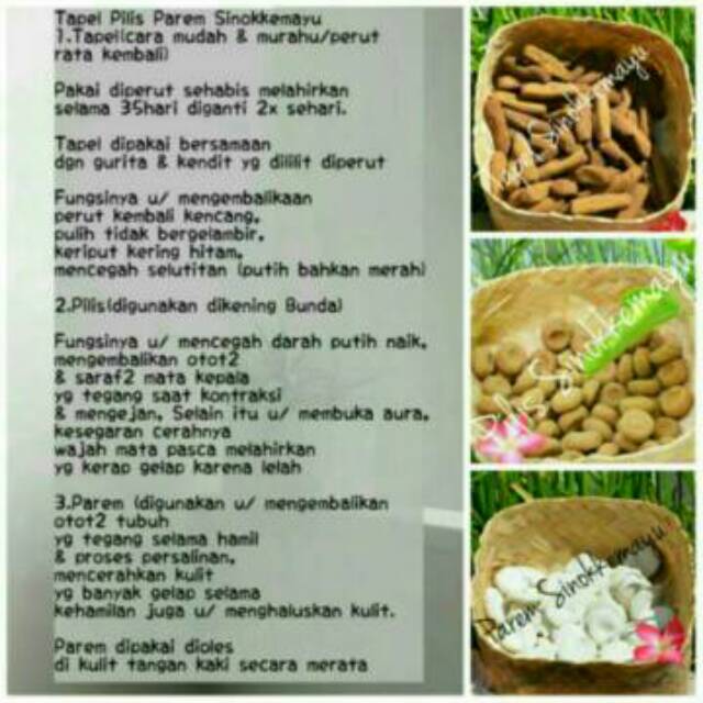 Paket Lahiran (uk pendek 40hr) Tapel Pilis Parem Badan Singset Bohay Asi Lancar Atasi Selulit