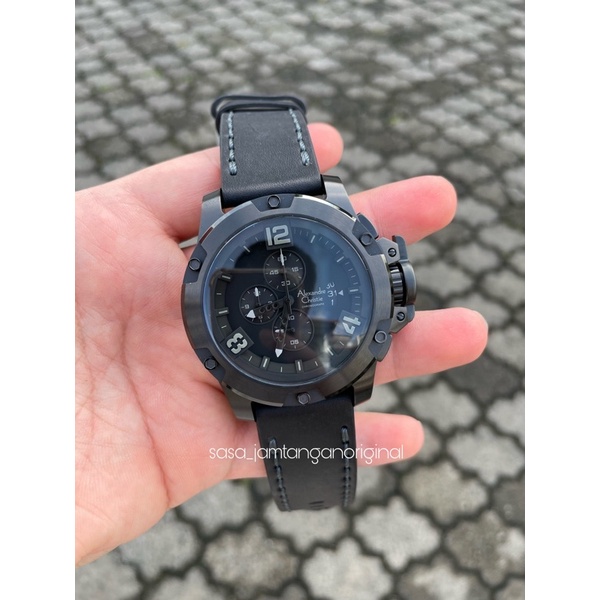 Jam Tangan Alexandre Christie Ac 6295 Original Full Black Kulit Pria