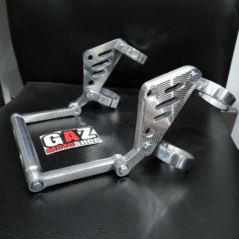 Bracket Kupingan Lampu CB CNC Pesek As 31 33 mm Plus Pangkon Dudukan Plat Nomor Flexible GL Megapro Tiger Ninja Vixion Scorpio