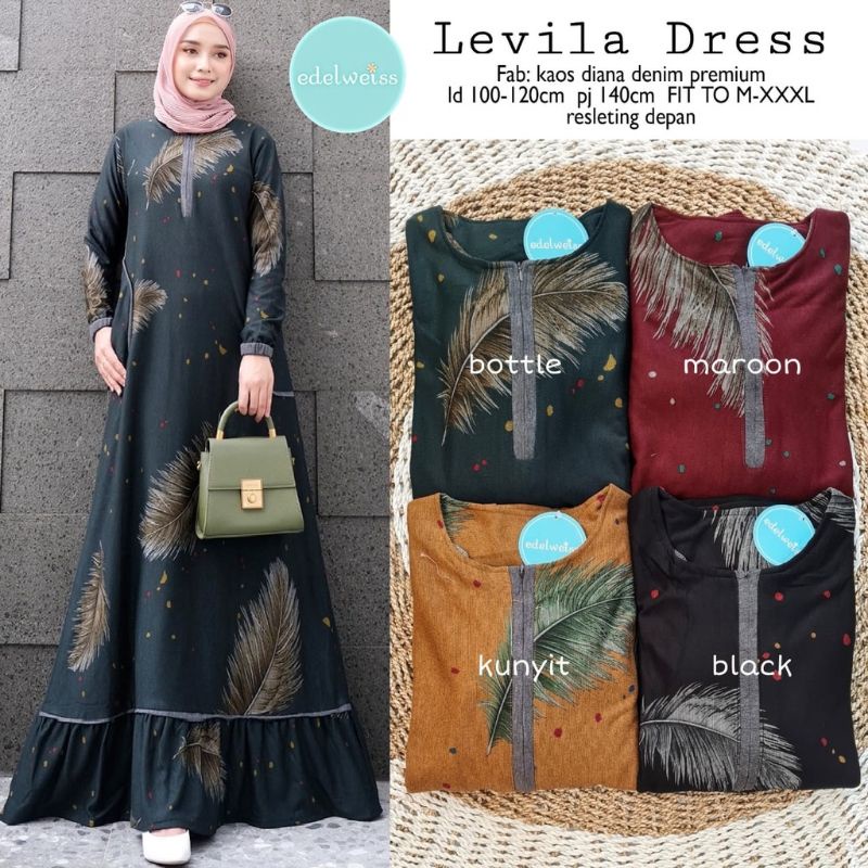 LEVILA Dress / SIERA #3 - Gamis Denim Diana Terbaru LD105 Busui / R.23 - 222-5995