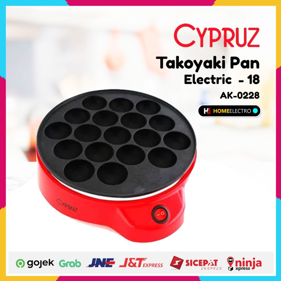 Cyprus Takoyaki Pan Eelctri AK-0228 Cetakan Takoyaki 18 Lubang